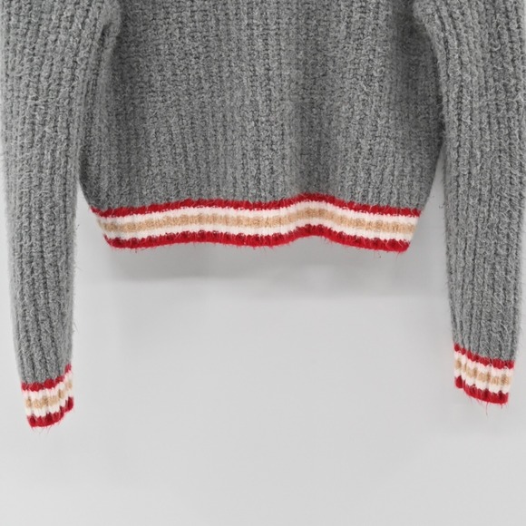 AMERICAN EAGLE Womens Varsity Letterman Sweater Size XS Y2k Gray Full Zip‎ Crop - Picture 13 of 13